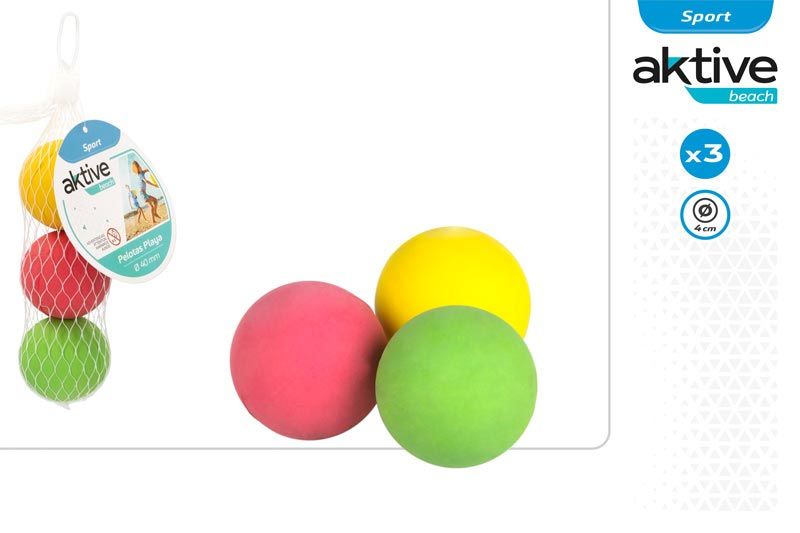 PACK 3 PELOTAS MACIZAS 4CM PALAS PLAYA AKTIVE 53680