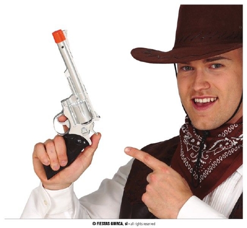 PISTOLA VAQUERO PLATA 32CM 18893