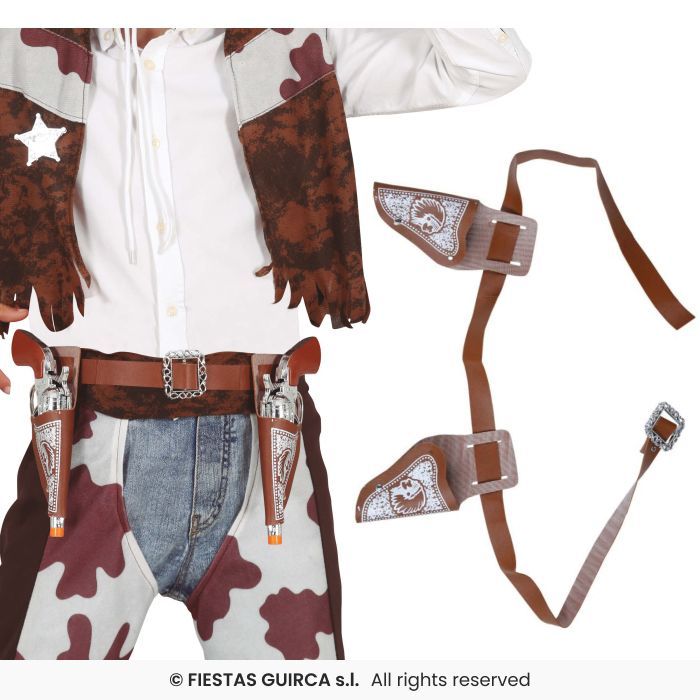 CARTUCHERA DOBLE MARRON C/2 PISTOLAS 16089 