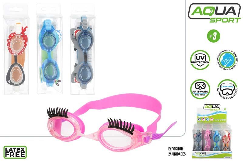 GAFAS NATACION INFANTIL SILICONA DECORADA 4 MODELOS 54089