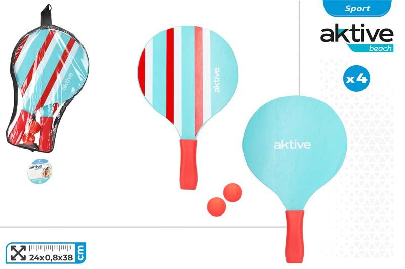 SET PALAS PLAYA MADERA SUNNY + PELOTA 62384