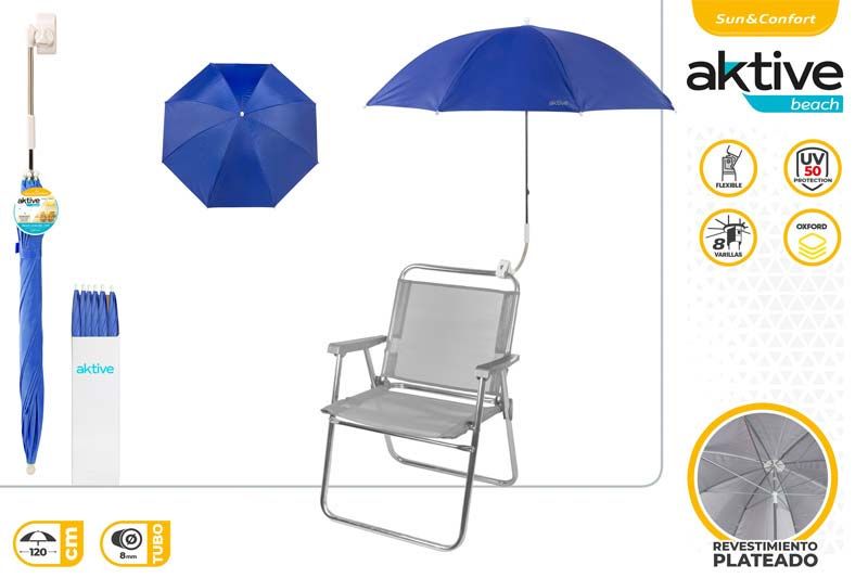 SOMBRILLA POLIESTER C/ABRAZADERA AZUL 622722