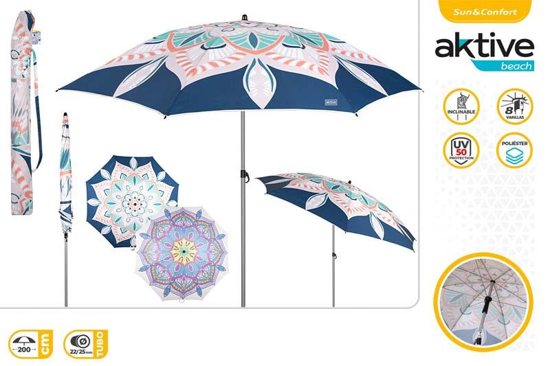SOMBRILLA D200CM POLIESTER C/FUNDA ESTAMPADA 624238