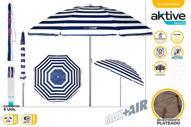 SOMBRILLA D220CM POLIESTER C/FUNDA RAYAS 622258