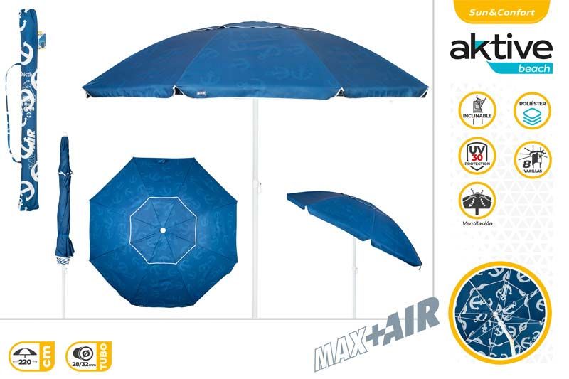 SOMBRILLA D220CM C/FUNDA ANCLAS 62426