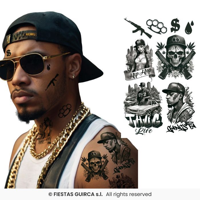 TATUAJE THUG LIFE 14X30CM 15973