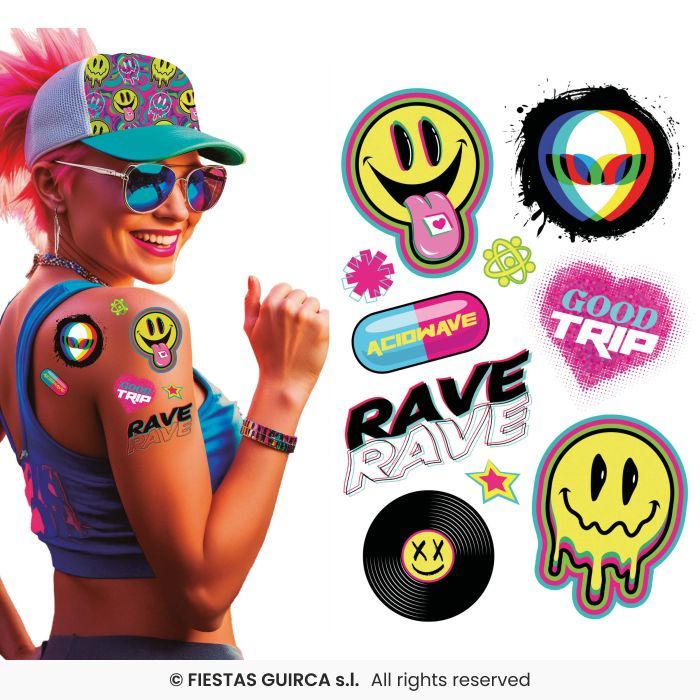 TATUAJE ACIDO COLORES 14X30CM 15969