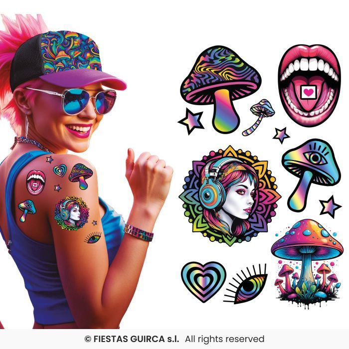 TATUAJE PSICODELICO 14X30CM 15966