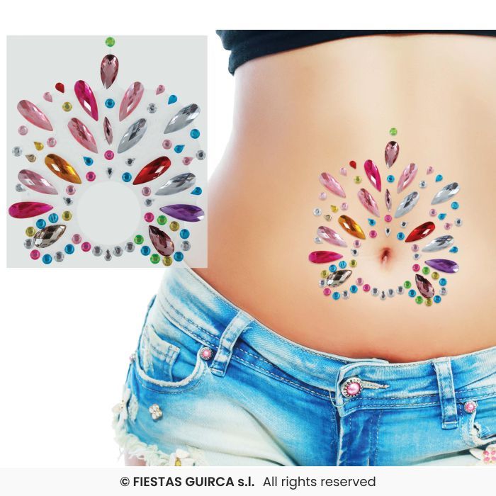 JOYAS OMBLIGO ADHESIVAS MULTICOLOR 10X15CM 15928