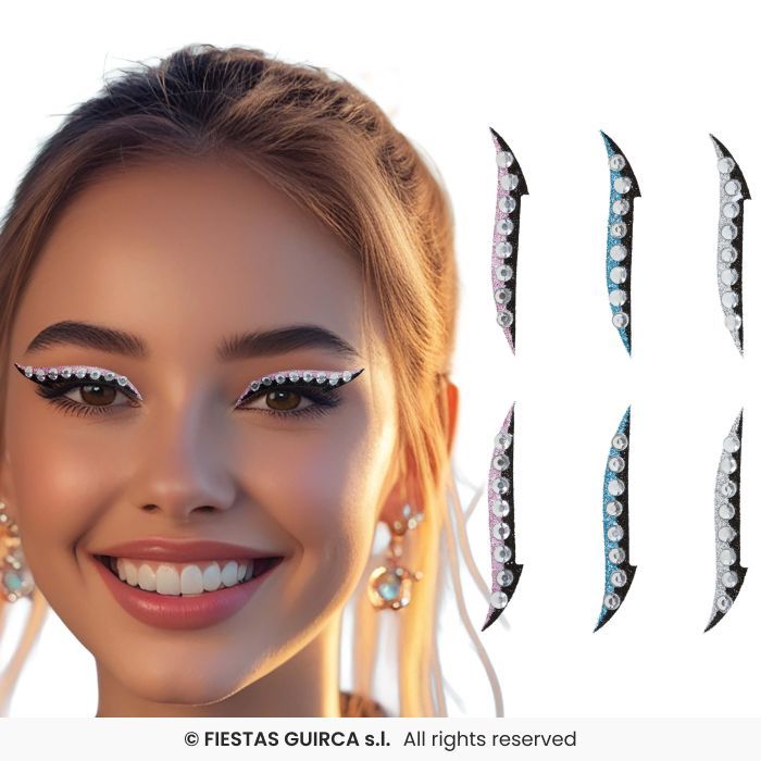 SET 6 DELINEADORES ADHESIVOS OJOS CRISTAL COLORES SURTIDOS 15664