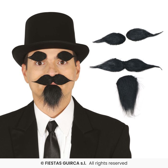 SET BARBA-BIGOTE-CEJAS C/ADHESIVO NEGRO 11965