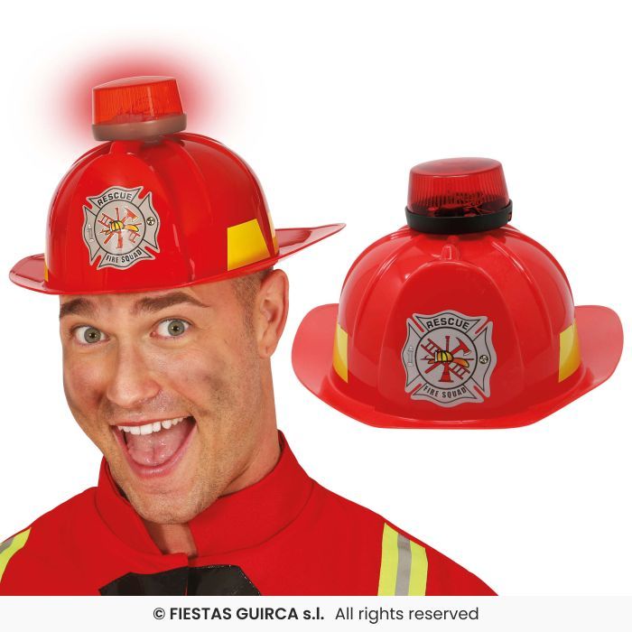CASCO BOMBERO PVC C/SIRENA LUZ Y SONIDO ROJO 13272