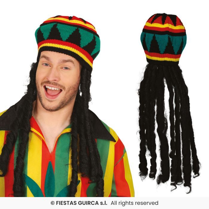 GORRO RASTA C/PELO ADULTO POLIESTER MULTICOLOR 13817
