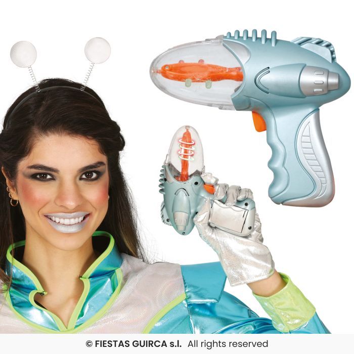 PISTOLA ESPACIAL 18CM PVC PLATEADA 16324