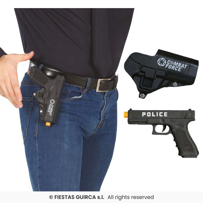 PISTOLA C/FUNDA 20CM PVC NEGRA 17111