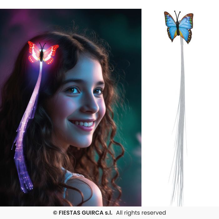 MECHON FIBRA OPTICA LED 33CN C/MARIPOSA PVC COLORES 27321