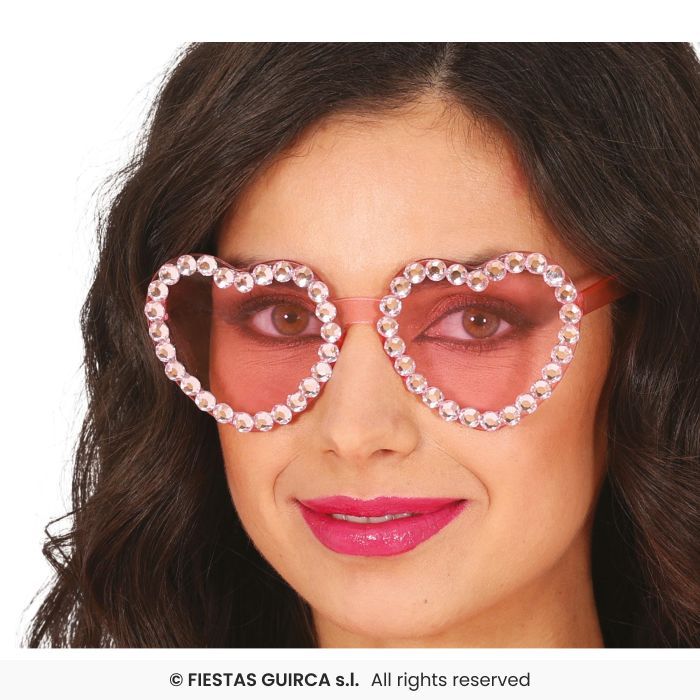 GAFAS CORAZON ROSA TRANSPARENTE PVC C/BRILLANTES 18238