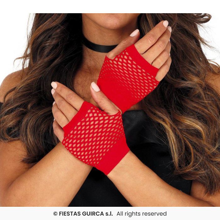 PAR GUANTES MALLA 26CM ROJOS 17879