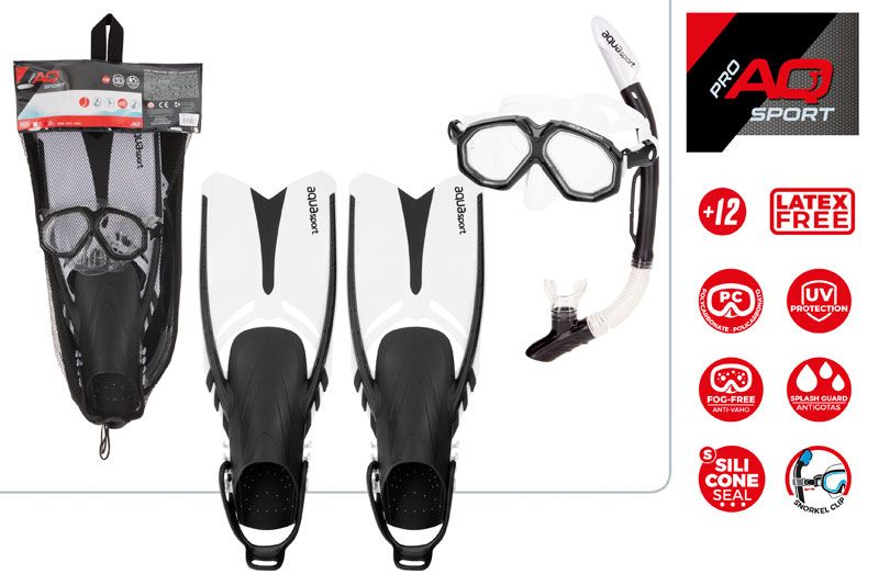 SET BUCEO ADULTO MASCARA/TUBO/ALETAS T42,5-47 PRO AQUA SPORT 542587