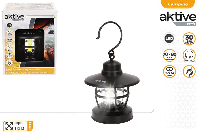 LAMPARA 30 LED 70-80LM 13X11CM C/GANCHO 3XAAA 63106