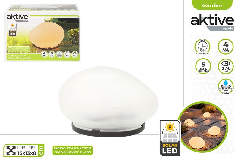 LAMPARA SOLAR CRISTAL TRANSLUCIDO/PVC 4 LED 5LM 15X13X8CM  LUZ CALIDA 61163