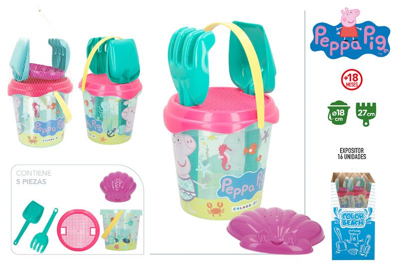 SET PLAYA CUBO/PALA/RASTRILLO/MOLDE PEPPA PIG 773363