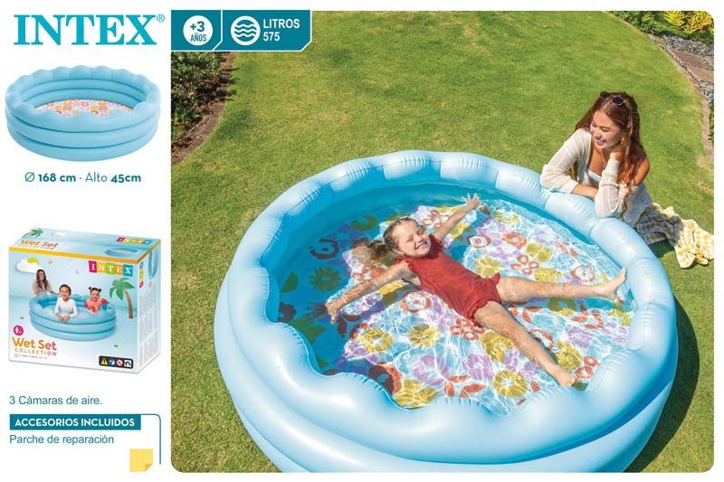 PISCINA INFANTIL HINCHABLE REDONDA WAVY EDGE 168X46CM 575L 43046