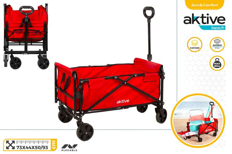 CARRO PORTATODO PLEGABLE 4 RUEDAS 73X44X93CM POLIESTER/ACERO MAX.80KG 625037