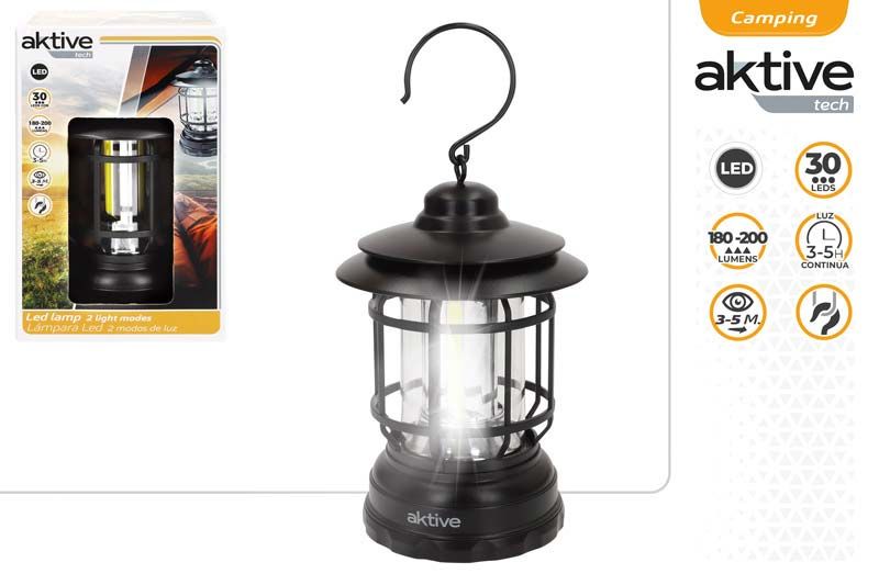 LAMPARA/FAROL RETRO C/GANCHO 30 LED 2 MODOS LUZ 180LMN 631052