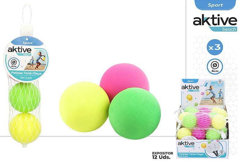 PACK 3 PELOTAS 4CM PALAS PLAYA AKTIVE 53252